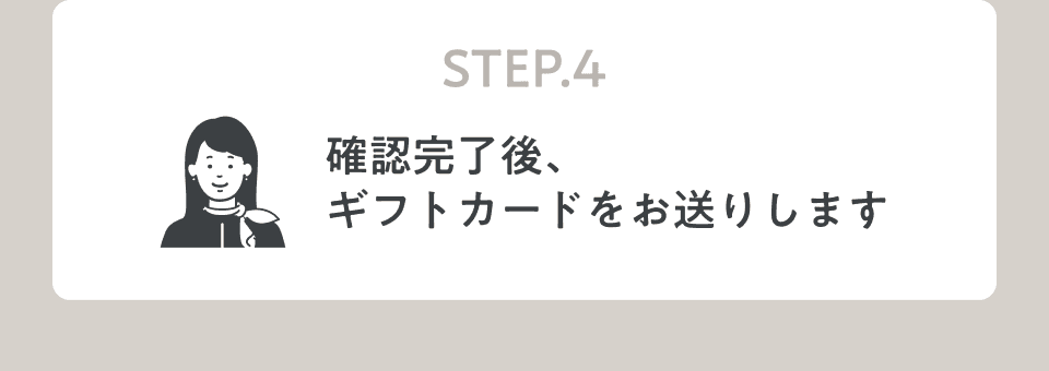 STEP4 確認完了後、ギフトカードをお送りします