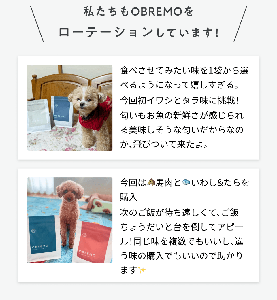 OBREMOでフードローテーションをしているお客様の例